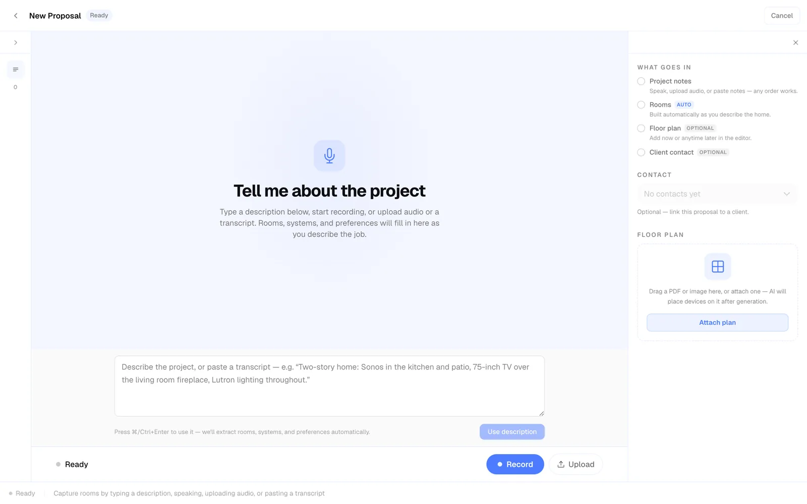 Platform9 voice project capture interface